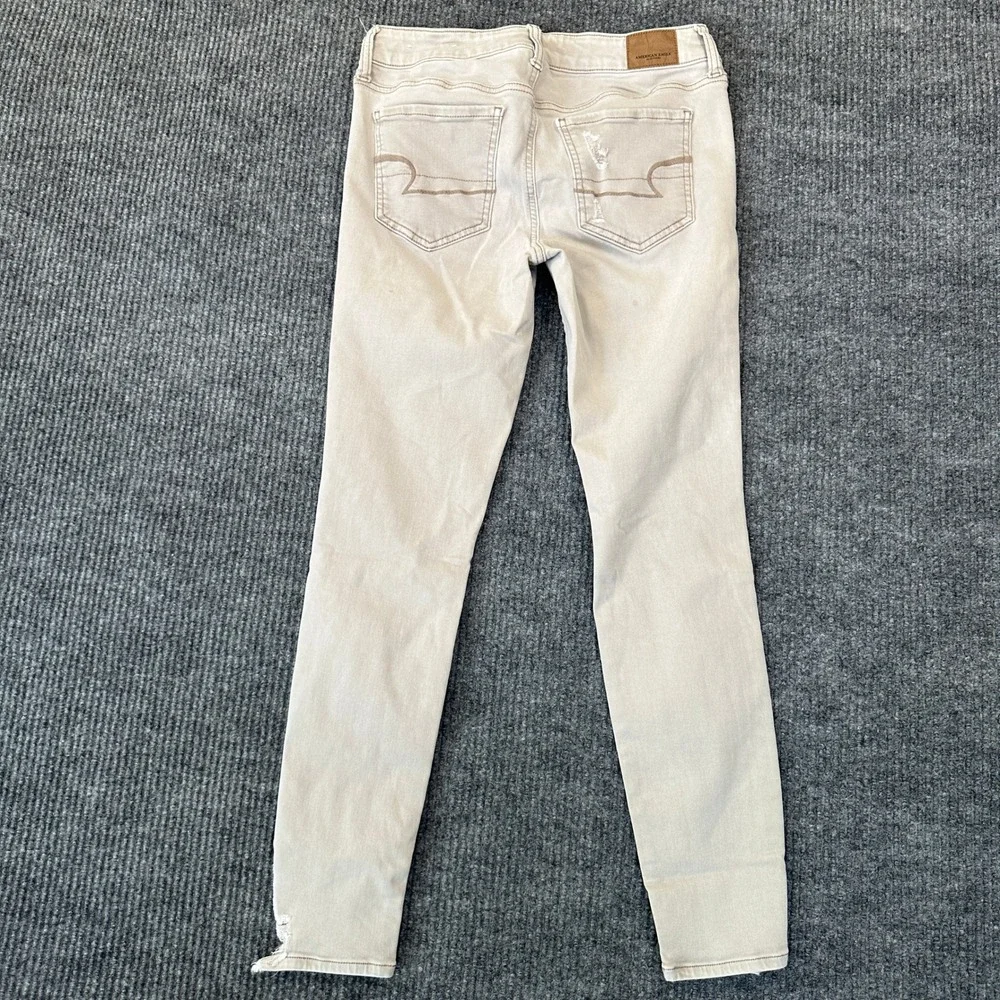 American Eagle Womens Ne(x)t Level Stretch Skinny Jeans 8 Tan Distressed Denim